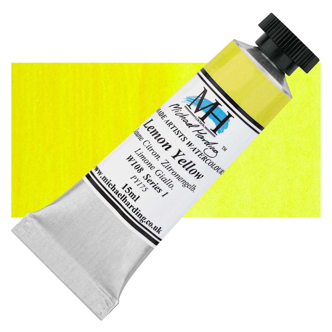 Open in modal - Michael Harding Artists Watercolor - Lemon Yellow, 15 ml tube and swatch