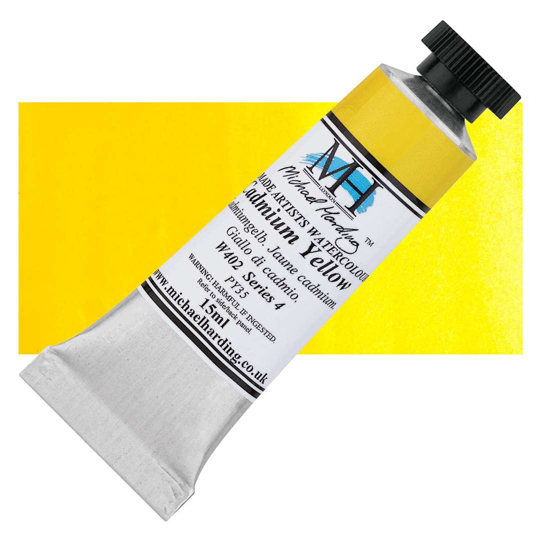 Open in modal - Michael Harding Artists Watercolor - Cadmium Yellow, 15 ml tube and swatch