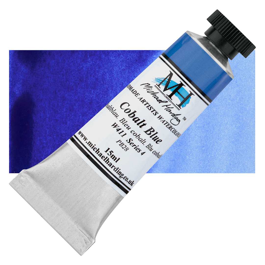 Open in modal - Michael Harding Artists Watercolor - Cobalt Blue, 15 ml tube and swatch