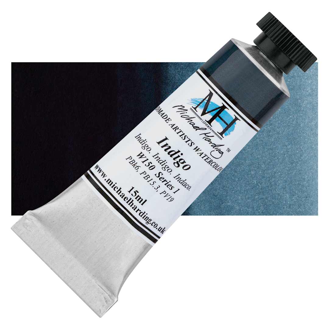 Open in modal - Michael Harding Artists Watercolor - Indigo, 15 ml tube and swatch