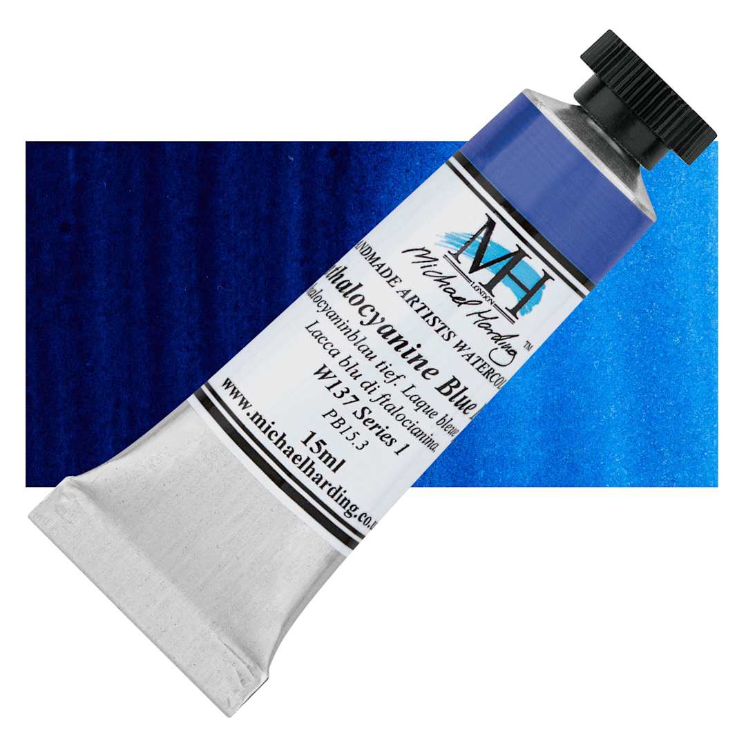 Open in modal - Michael Harding Artists Watercolor - Phthalocyanine Blue Lake, 15 ml tube and swatch