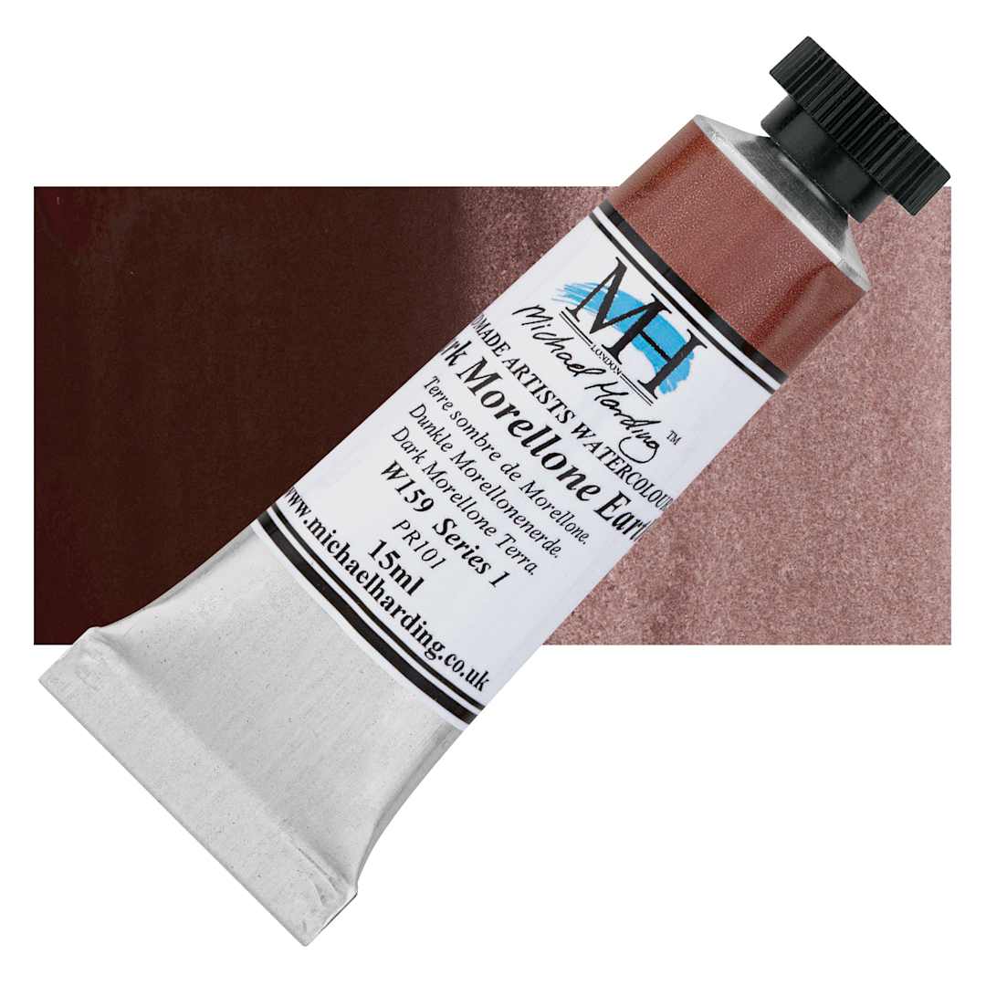 Open in modal - Michael Harding Artists Watercolor - Dark Morellone Earth, 15 ml tube and swatch