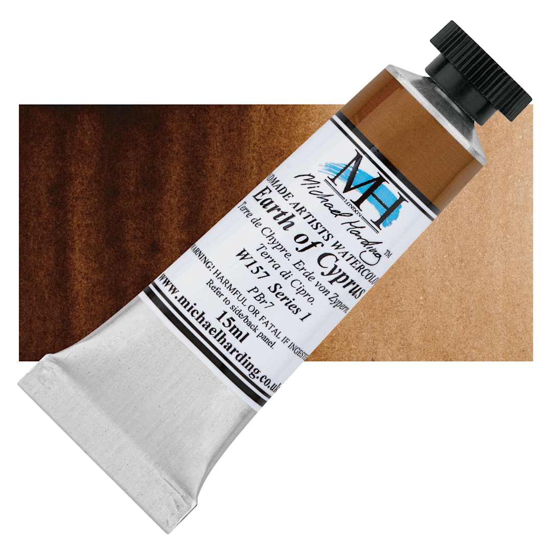 Open in modal - Michael Harding Artists Watercolor - Earth of Cyprus, 15 ml tube and swatch