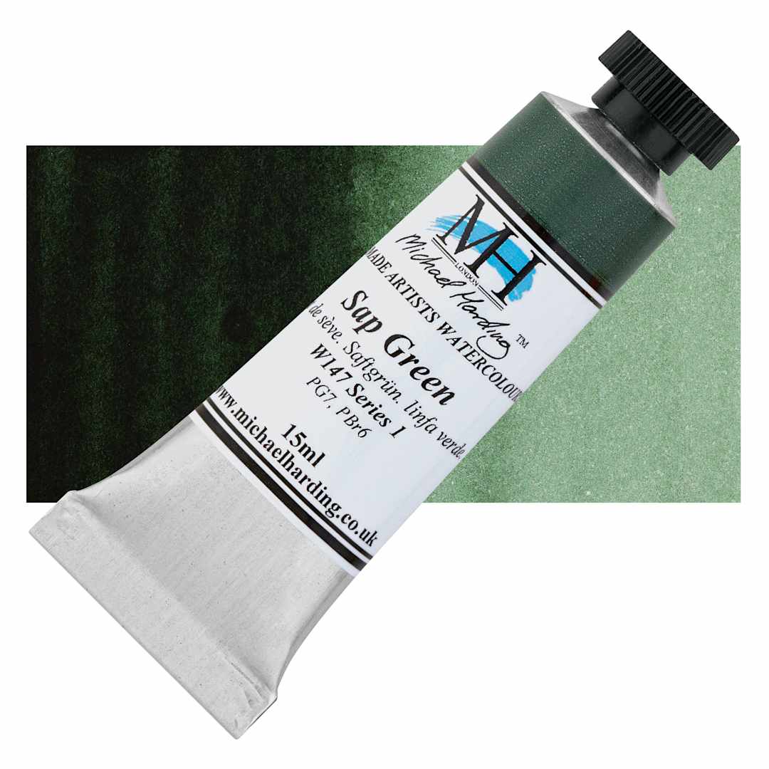 Open in modal - Michael Harding Artists Watercolor - Sap Green, 15 ml tube and swatch