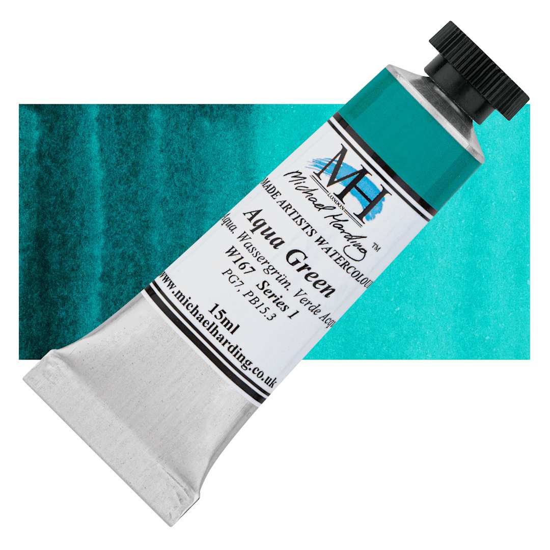 Open in modal - Michael Harding Artists Watercolor - Aqua Green, 15 ml tube and swatch