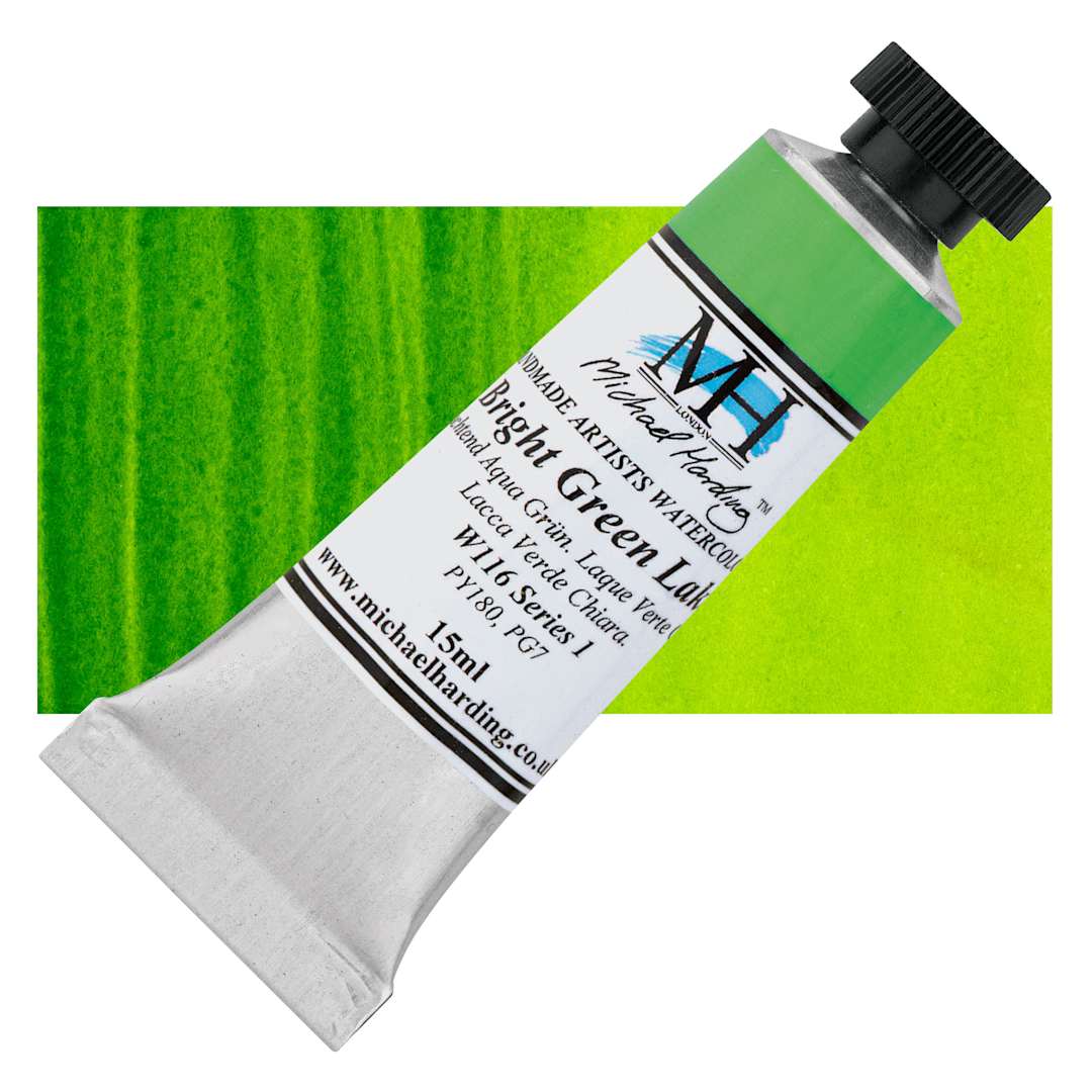 Open in modal - Michael Harding Artists Watercolor - Bright Green Lake, 15 ml tube and swatch