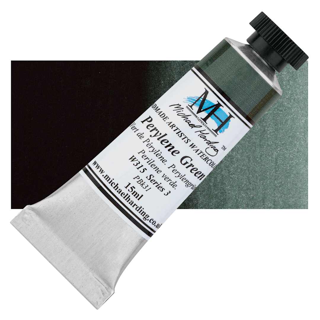 Open in modal - Michael Harding Artists Watercolor - Perylene Green, 15 ml tube and swatch