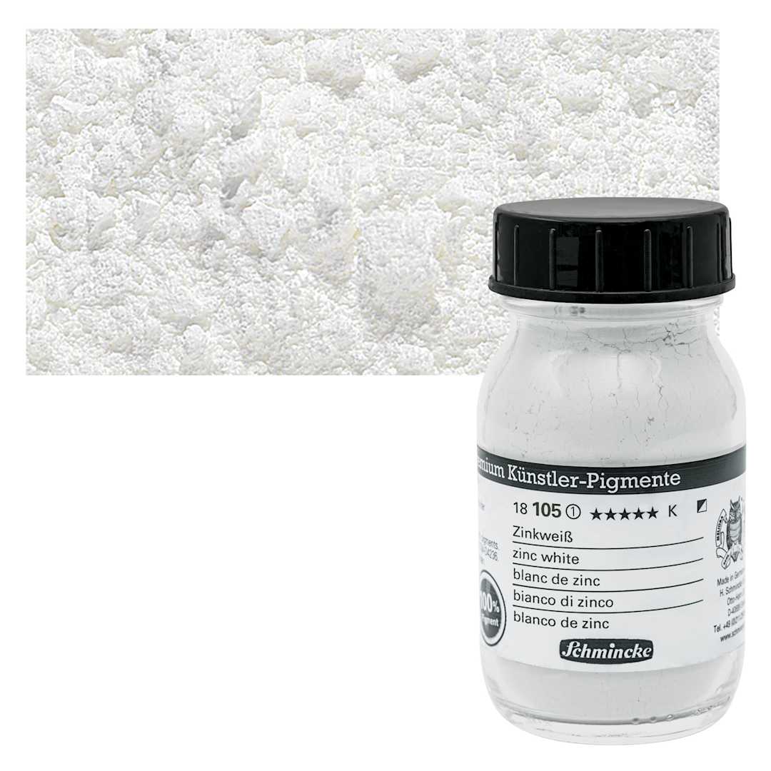 Open in modal - Schmincke Pigment - Zinc White, 100 ml Jar and swatch