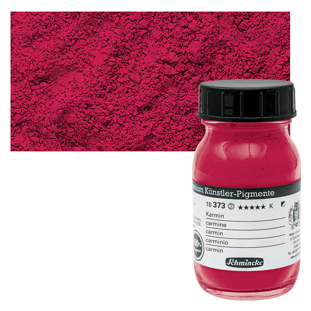Open in modal - Schmincke Pigment - Carmine, 100 ml Jar and swatch