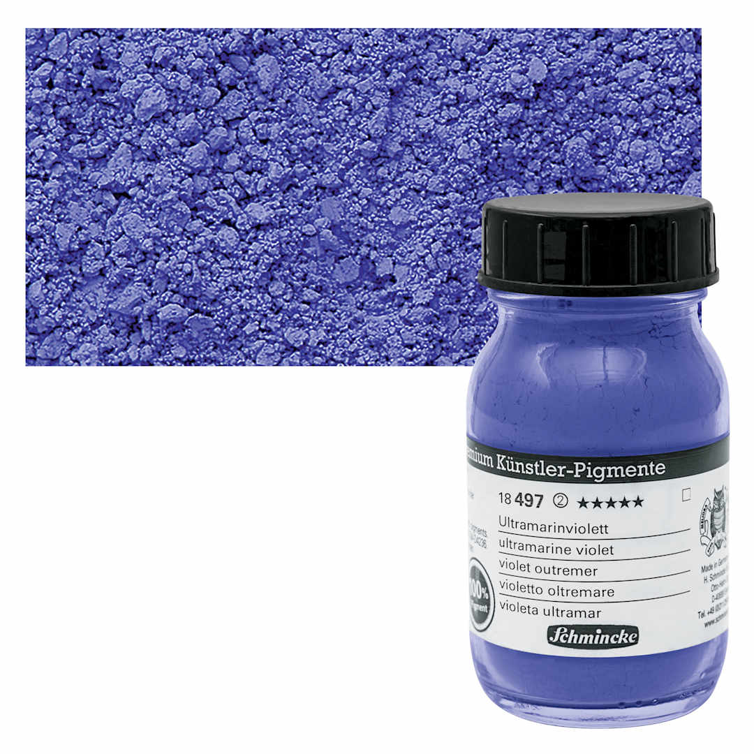 Open in modal - Schmincke Pigment - Ultramarine Violet, 100 ml Jar and swatch