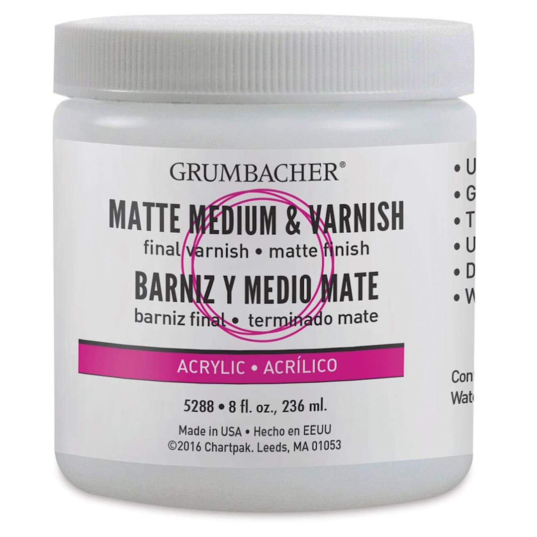 Open in modal - Grumbacher Artists' Acrylic Matte Medium and Varnish - 8 oz, Jar