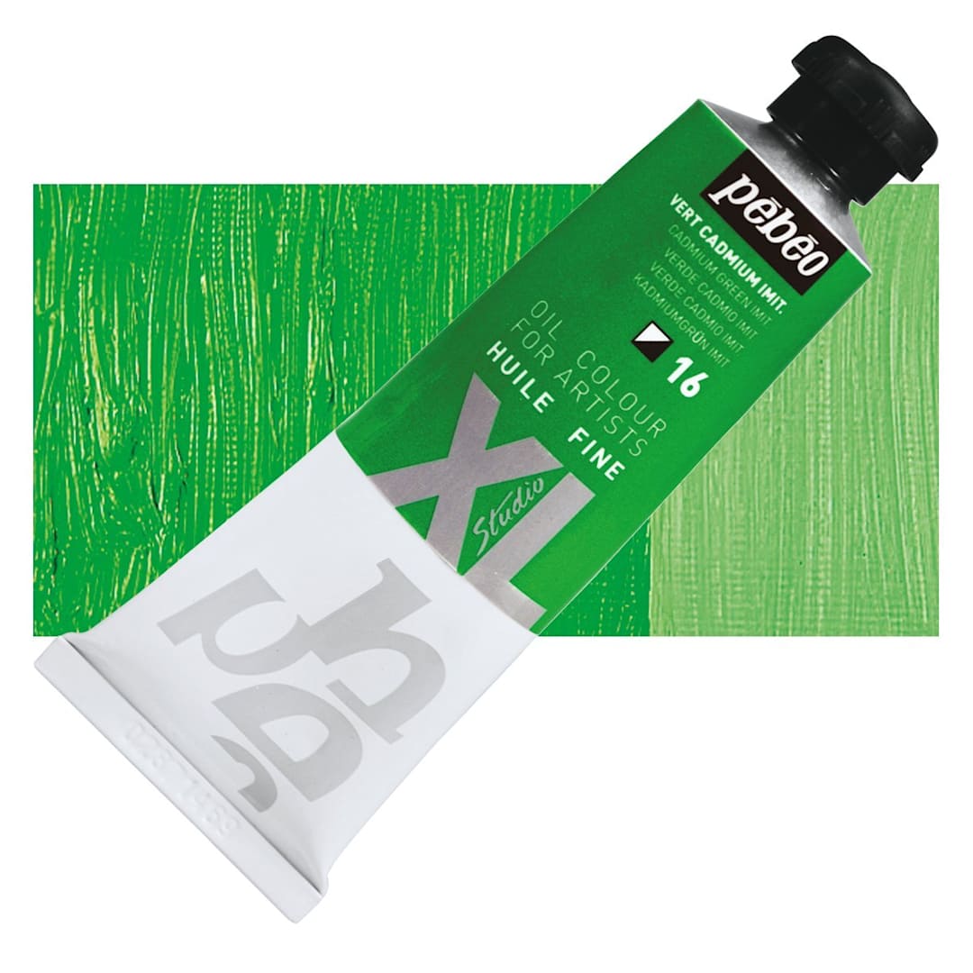 Open in modal - Pebeo XL Studio Oil Paint - Cadmium Green Imitation, 37 ml tube and swatch