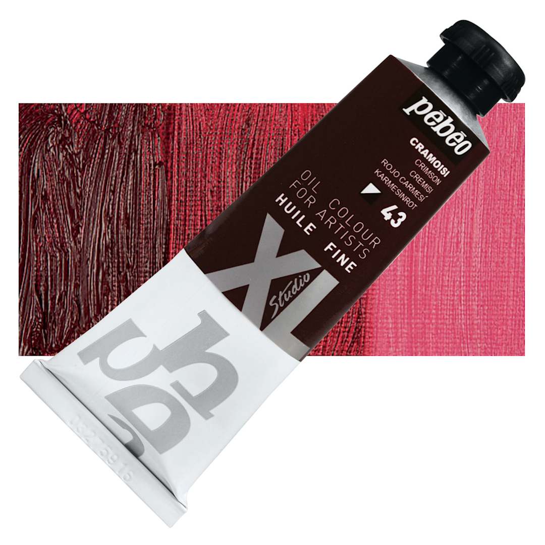 Open in modal - Pebeo XL Studio Oil Paint - Crimson, 37 ml Tube and swatch
