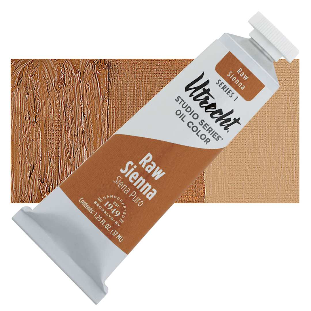 Open in modal - Utrecht Studio Series Oil Paint - Raw Sienna, 37 ml, Tube and swatch