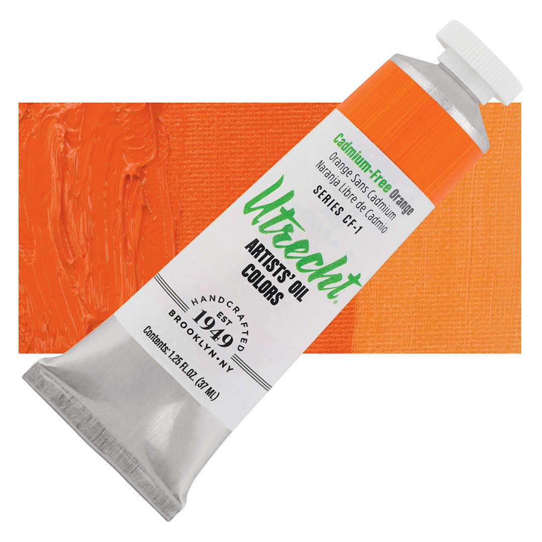 Open in modal - Utrecht Artists' Oil Paint - Cadmium-Free Orange, 37 ml and swatch