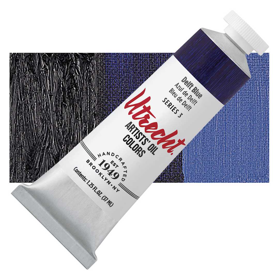 Open in modal - Utrecht Artists' Oil Paint - Delft Blue, 37 ml tube and swatch