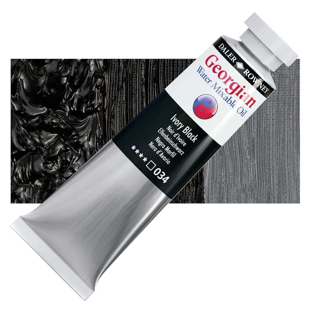 Open in modal - Georgian Water Mixable Oil - Ivory Black, 37 ml tube and swatch
