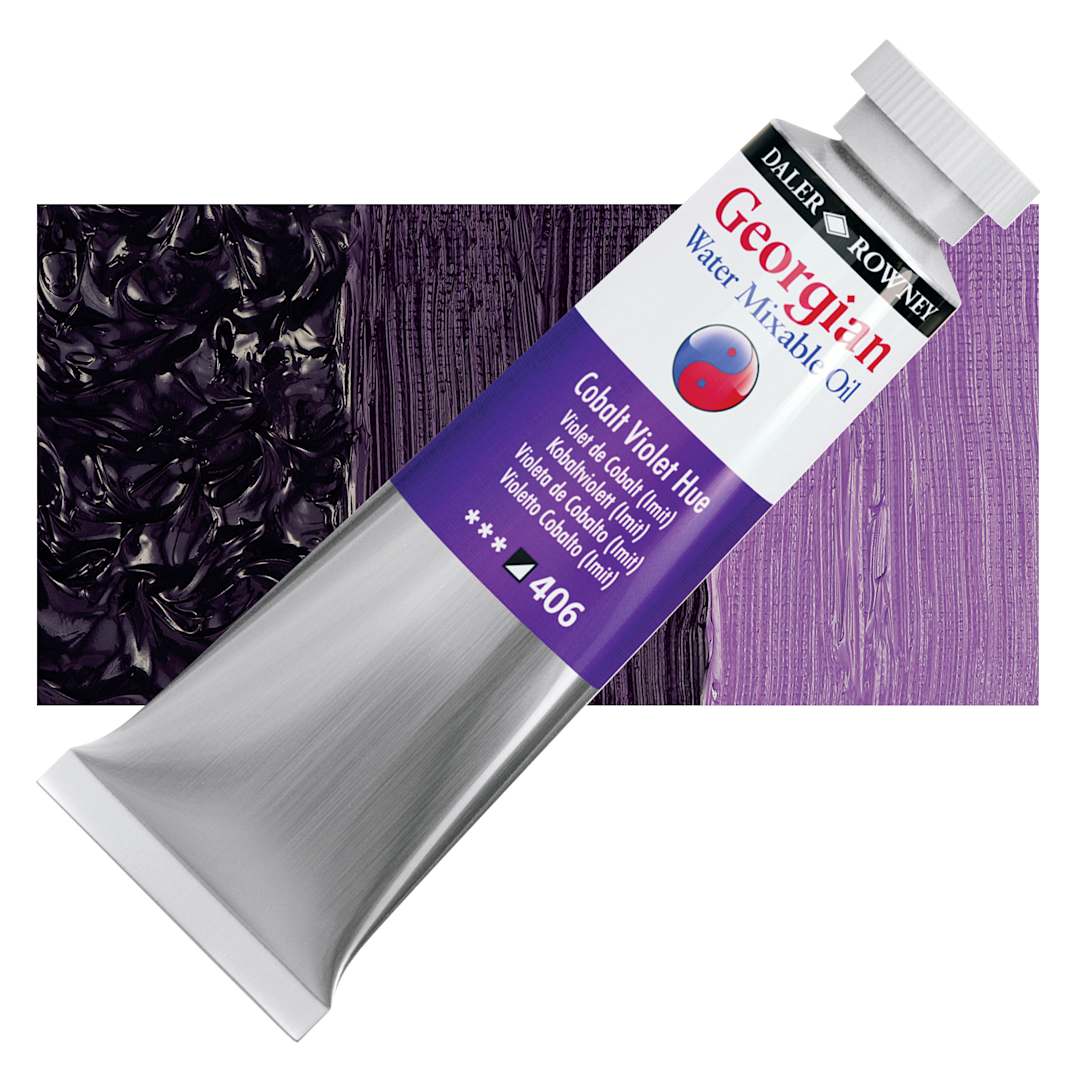 Open in modal - Georgian Water Mixable Oil - Cobalt Violet Hue, 37 ml tube and swatch