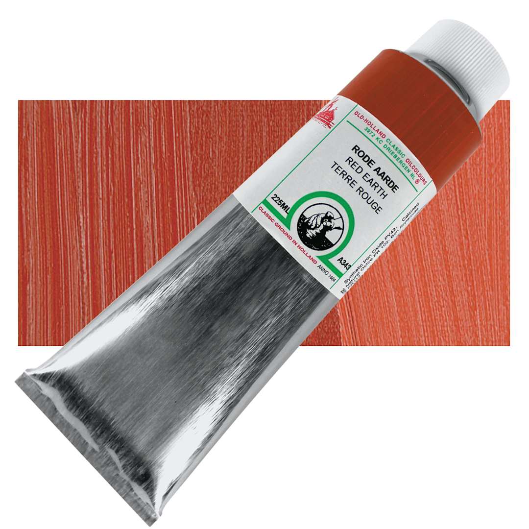 Open in modal - Old Holland Classic Oil Color - Red Earth, 225 ml tube and swatch