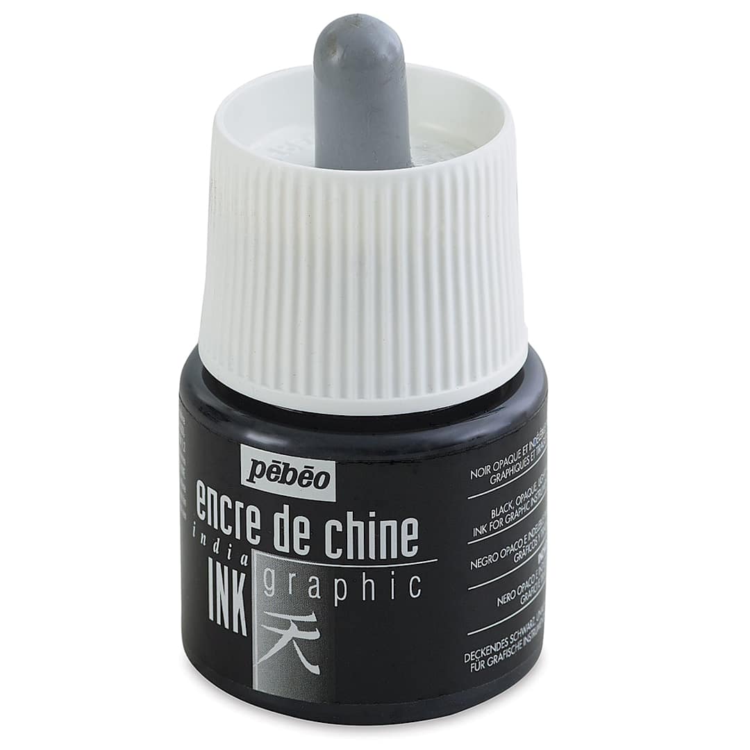 Open in modal - Pebeo Graphic India Ink - Front view of 45 ml Bottle
