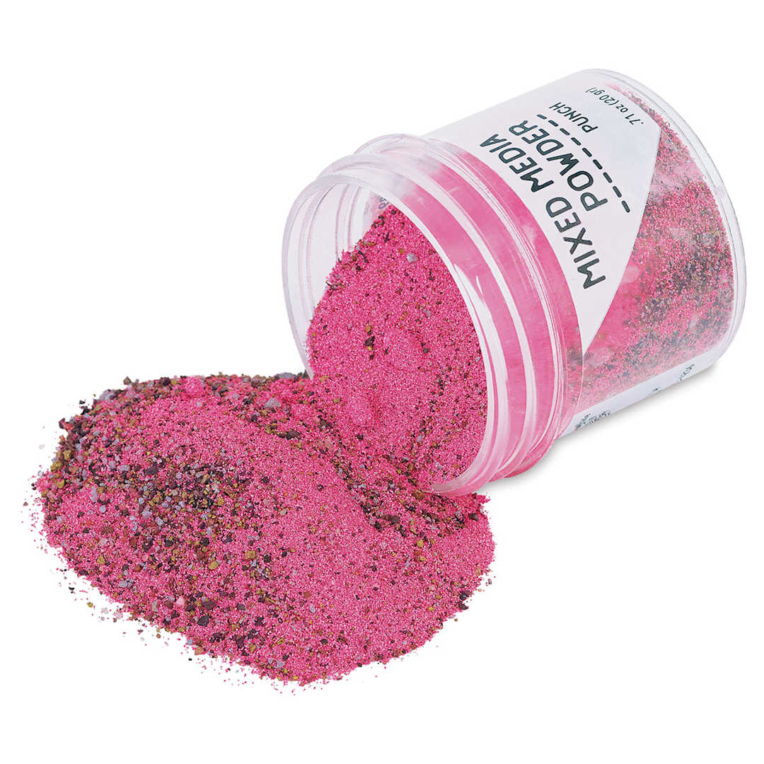 Open in modal - Ranger Mixed Media Powders - Jar of Punch color Powder open and spilled
