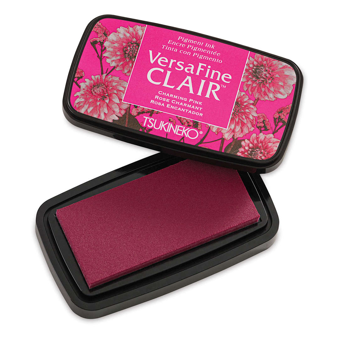Open in modal - VersaFine Clair Ink Pad - Charming Pink with lid off