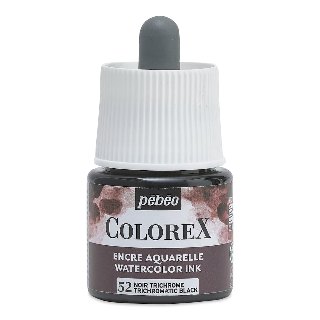 Open in modal - Pebeo Colorex Inks - Trichromatic Black, 45 ml, front of bottle