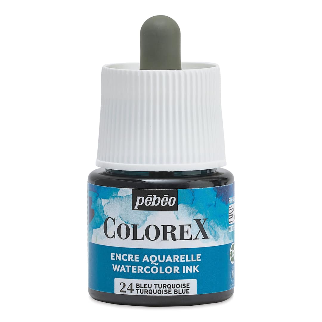 Open in modal - Pebeo Colorex Inks - Turquoise Blue, 45 ml, front of bottle