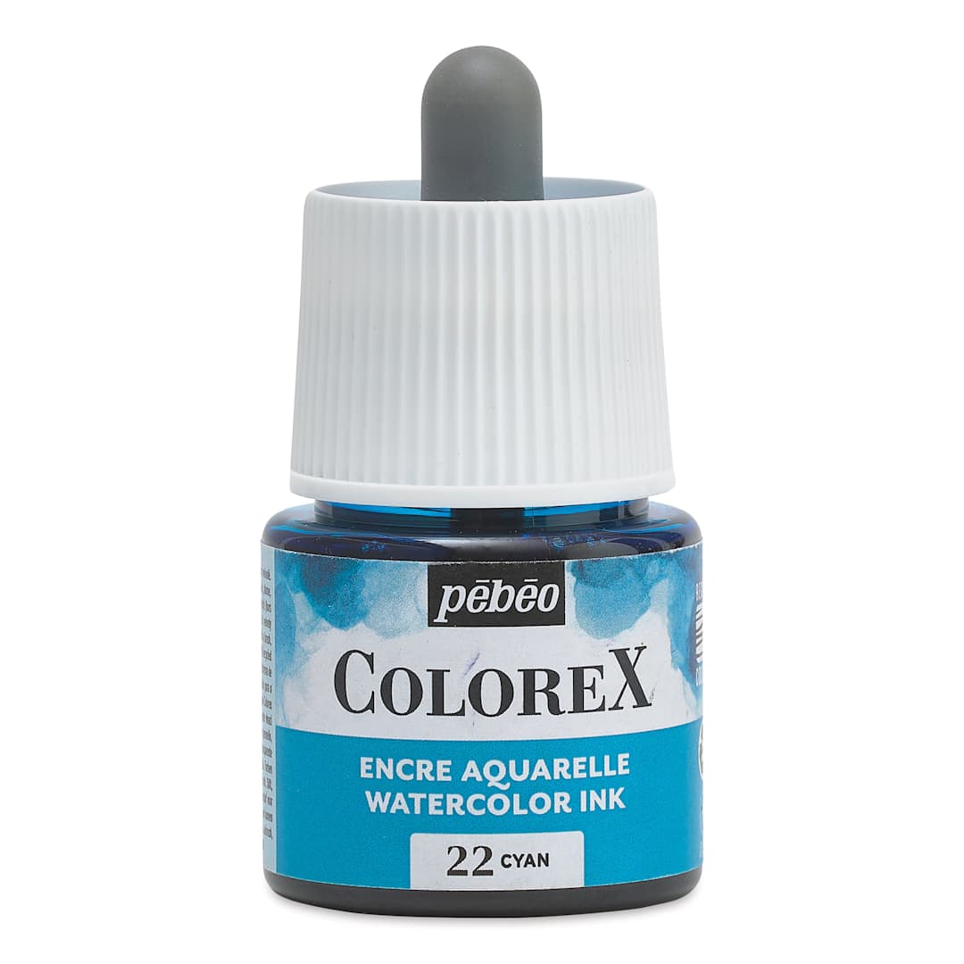 Open in modal - Pebeo Colorex Inks - Cyan, 45 ml, front of bottle