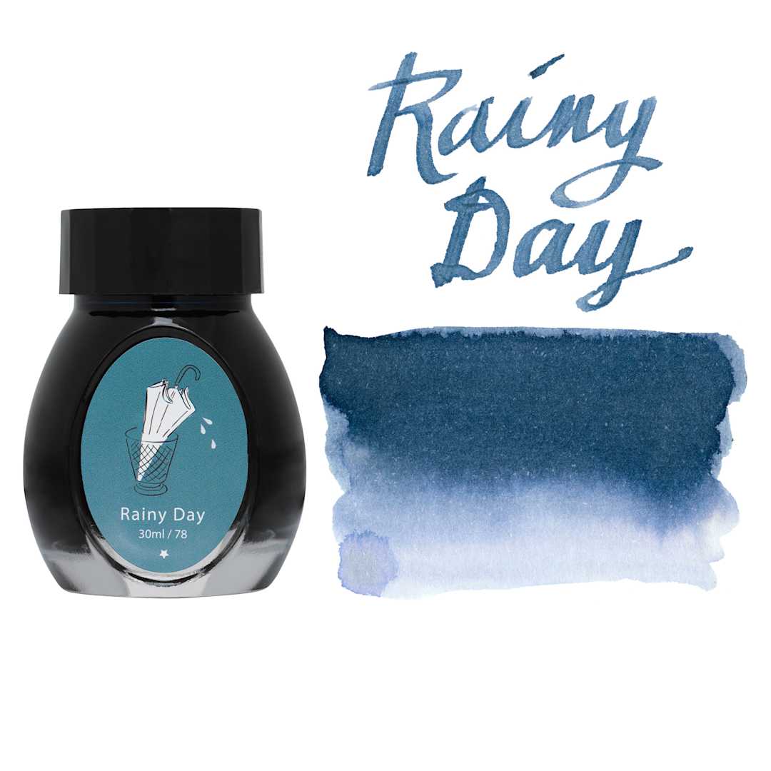 Open in modal - Colorverse Joy in the Ordinary Fountain Pen Ink - 78 Rainy Day, jar and swatch