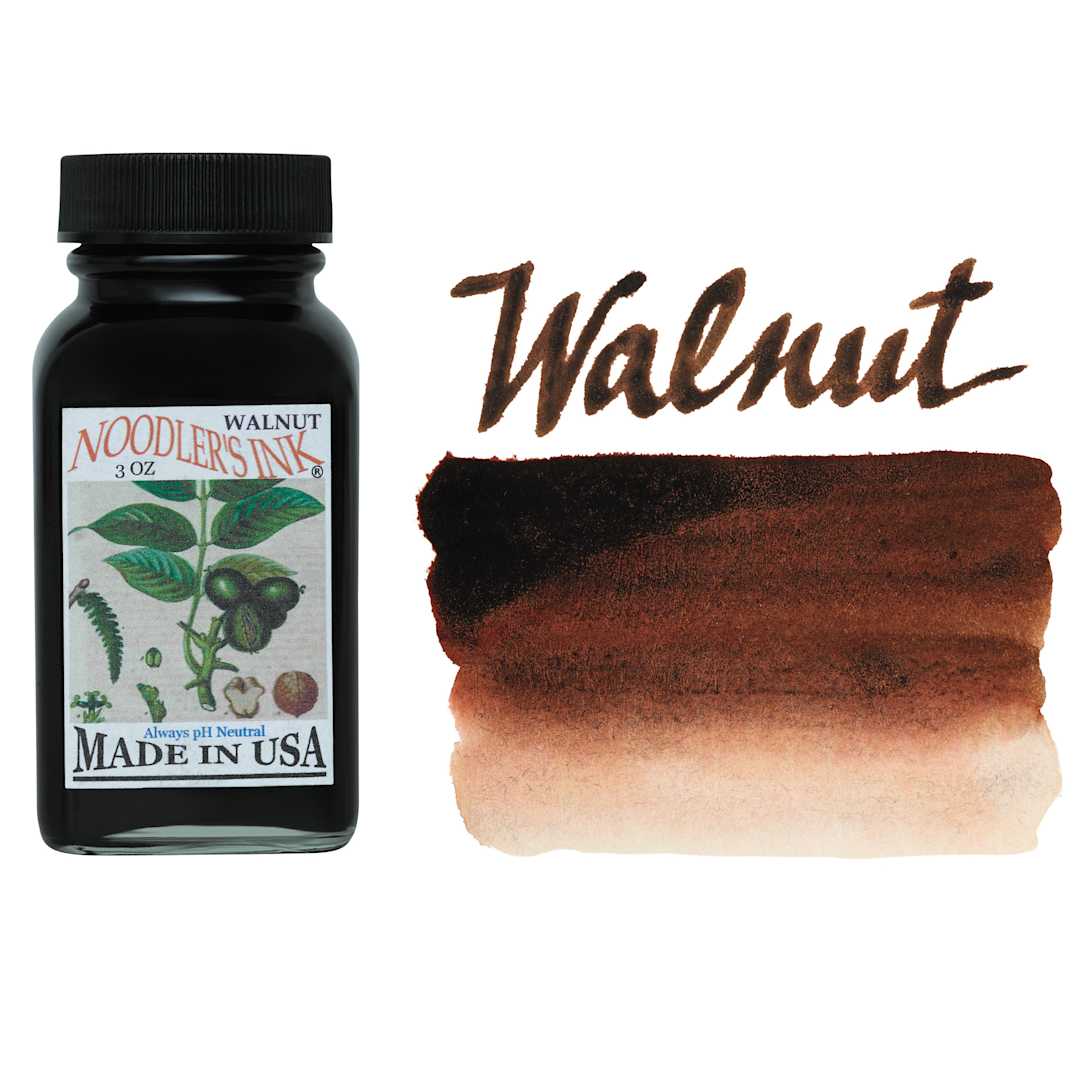 Open in modal - Noodler's Ink Fountain Pen Ink - Walnut, swatch and bottle