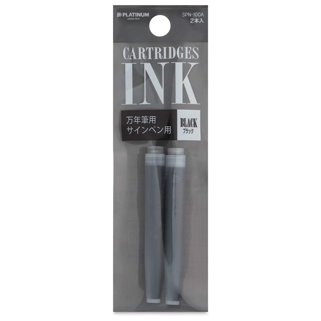 Open in modal - Platinum Pen Ink Cartridges - Black, Pkg of 2, front of package
