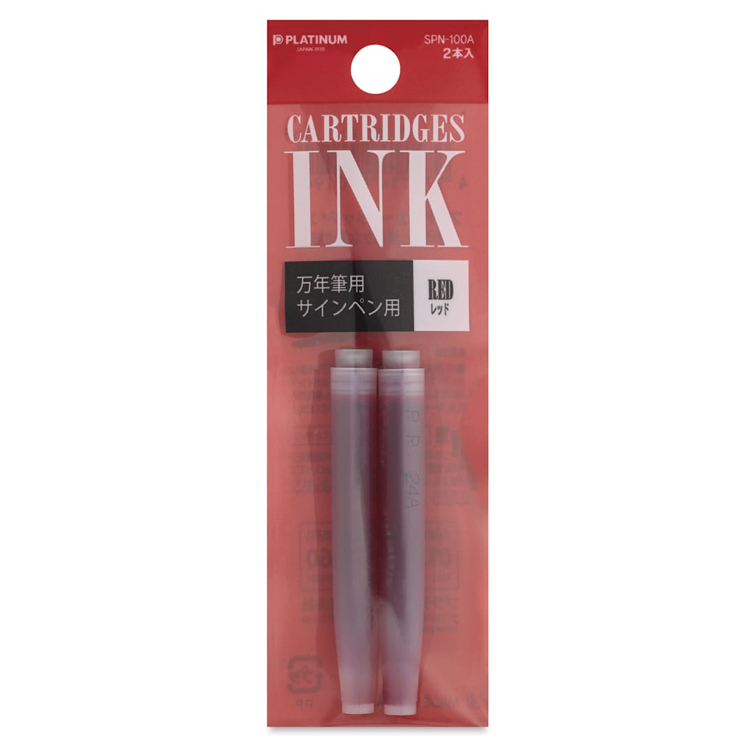 Open in modal - Platinum Pen Ink Cartridges - Red, Pkg of 2, front of package