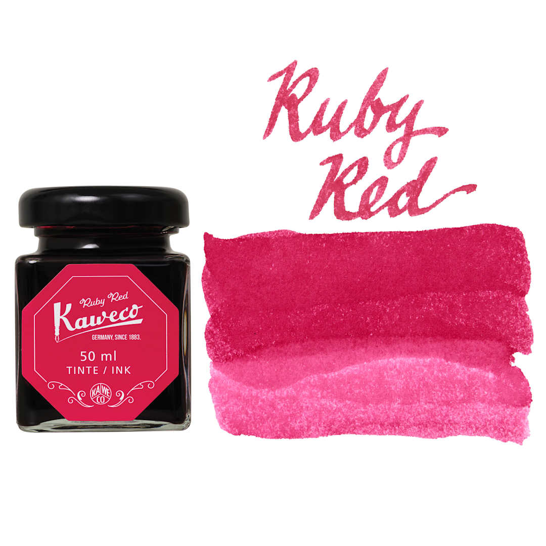Open in modal - Kaweco Fountain Pen Ink - Ruby Red, swatch and bottle