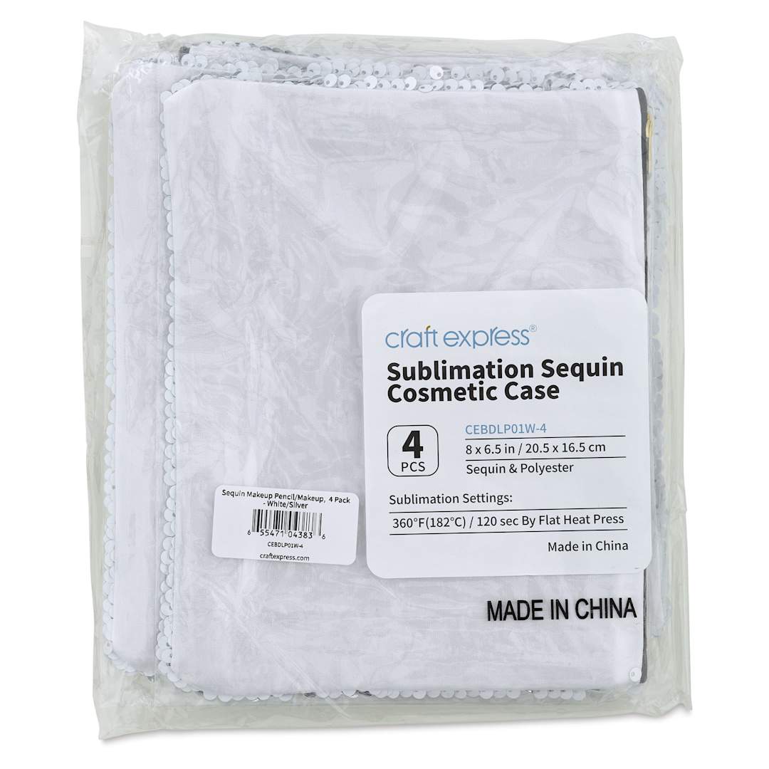 Open in modal - Craft Express Sublimation Printing Makeup Case - Reverse Sequin, Pkg of 4