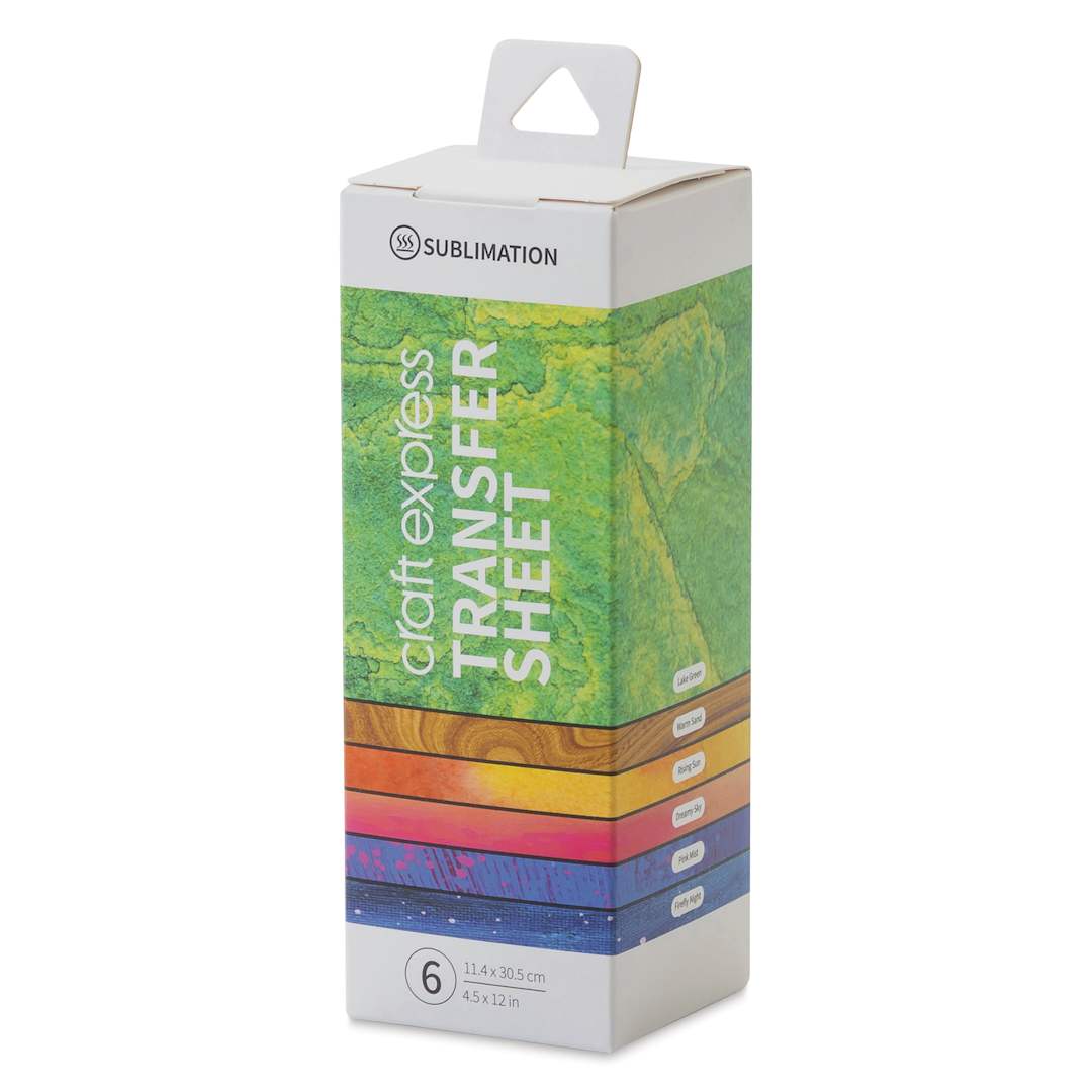 Open in modal - Craft Express Sublimation Pattern Transfer Sheets - Assorted 1, 4-1/2" x 12", Pkg of 6 front of box