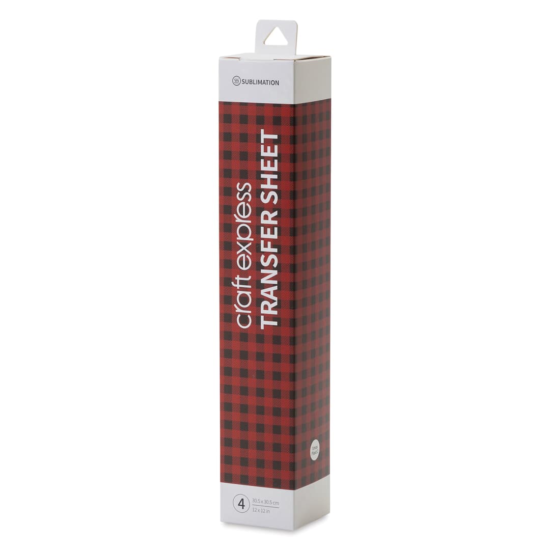 Open in modal - Craft Express Sublimation Pattern Transfer Sheets - Plaid 2, 12" x 12", Pkg of 4 front of box