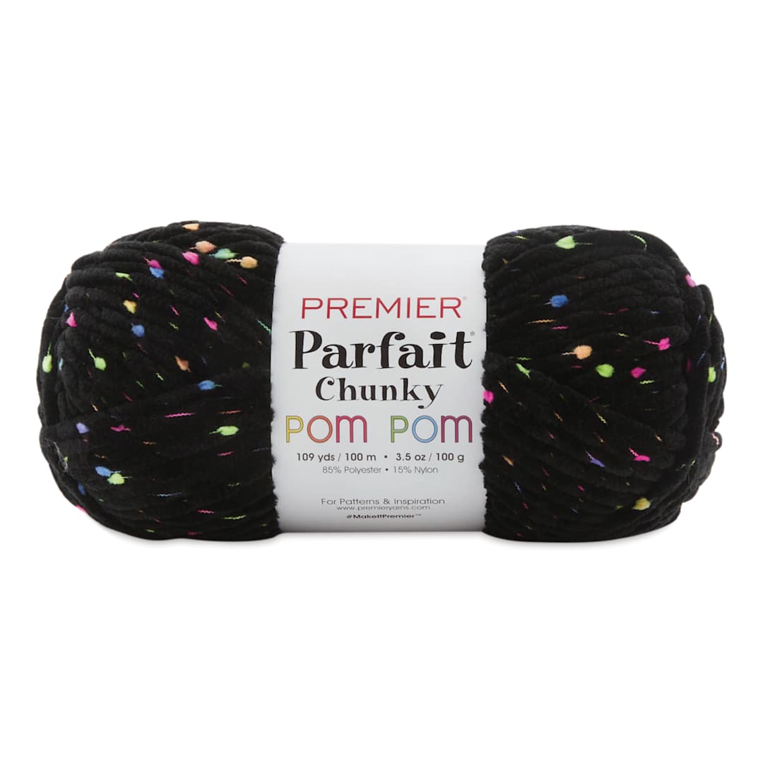 Open in modal - Premier Yarn Parfait Chunky Pom Pom Yarn - Neon Lights, 109 yds