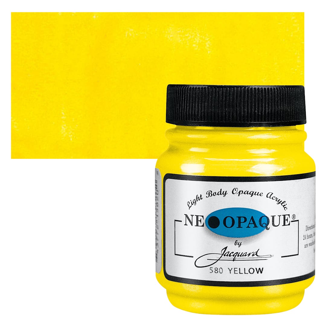 Open in modal - Jacquard Neopaque Acrylic - Yellow, 2.25 oz jar and swatch