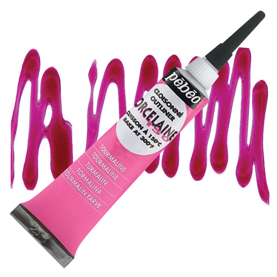 Open in modal - Pebeo Porcelaine 150 Outliner - Tourmaline, Outliner, 20 ml tube and swatch