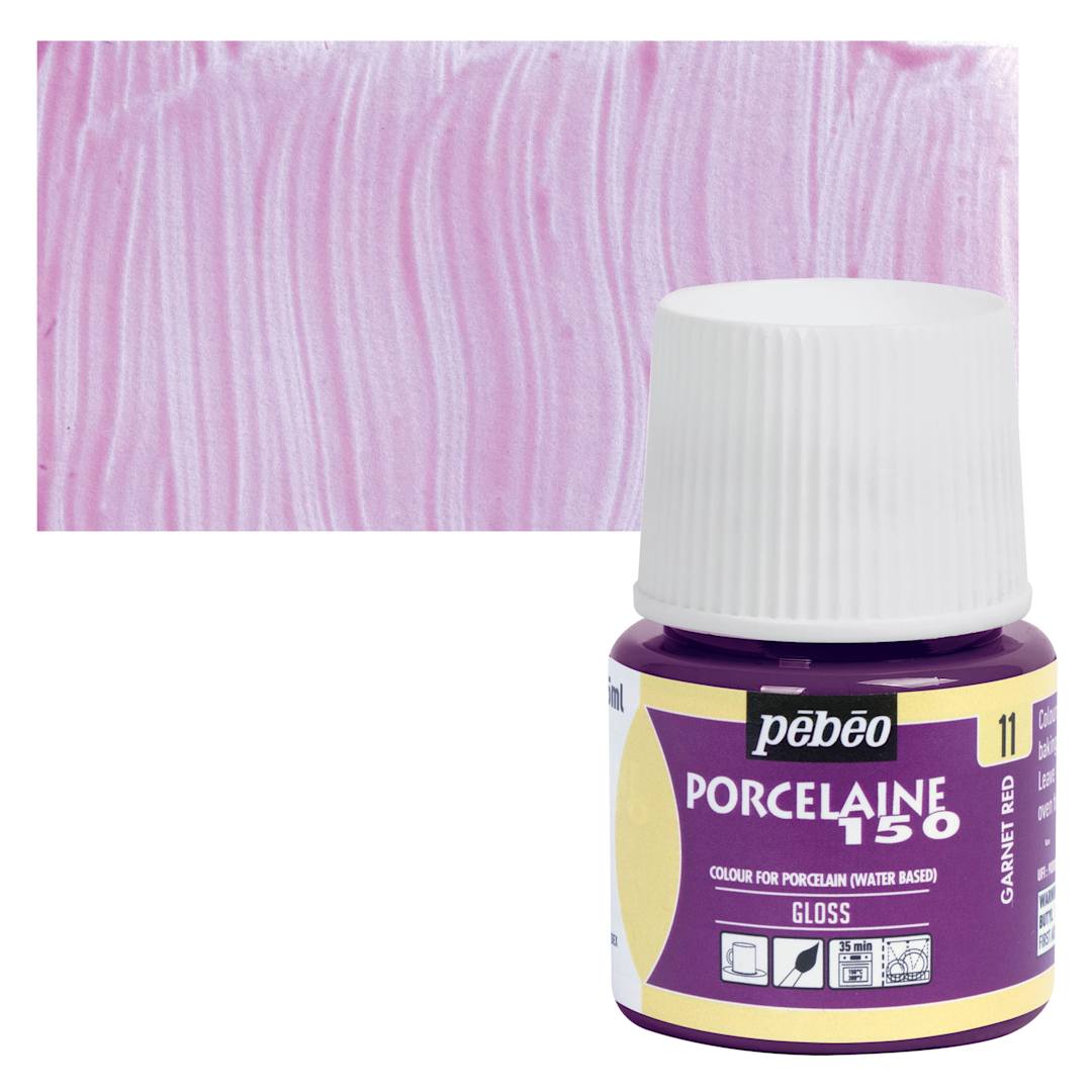 Open in modal - Pebeo Porcelaine 150 Paint - Garnet, Transparent, 45 ml bottle and swatch