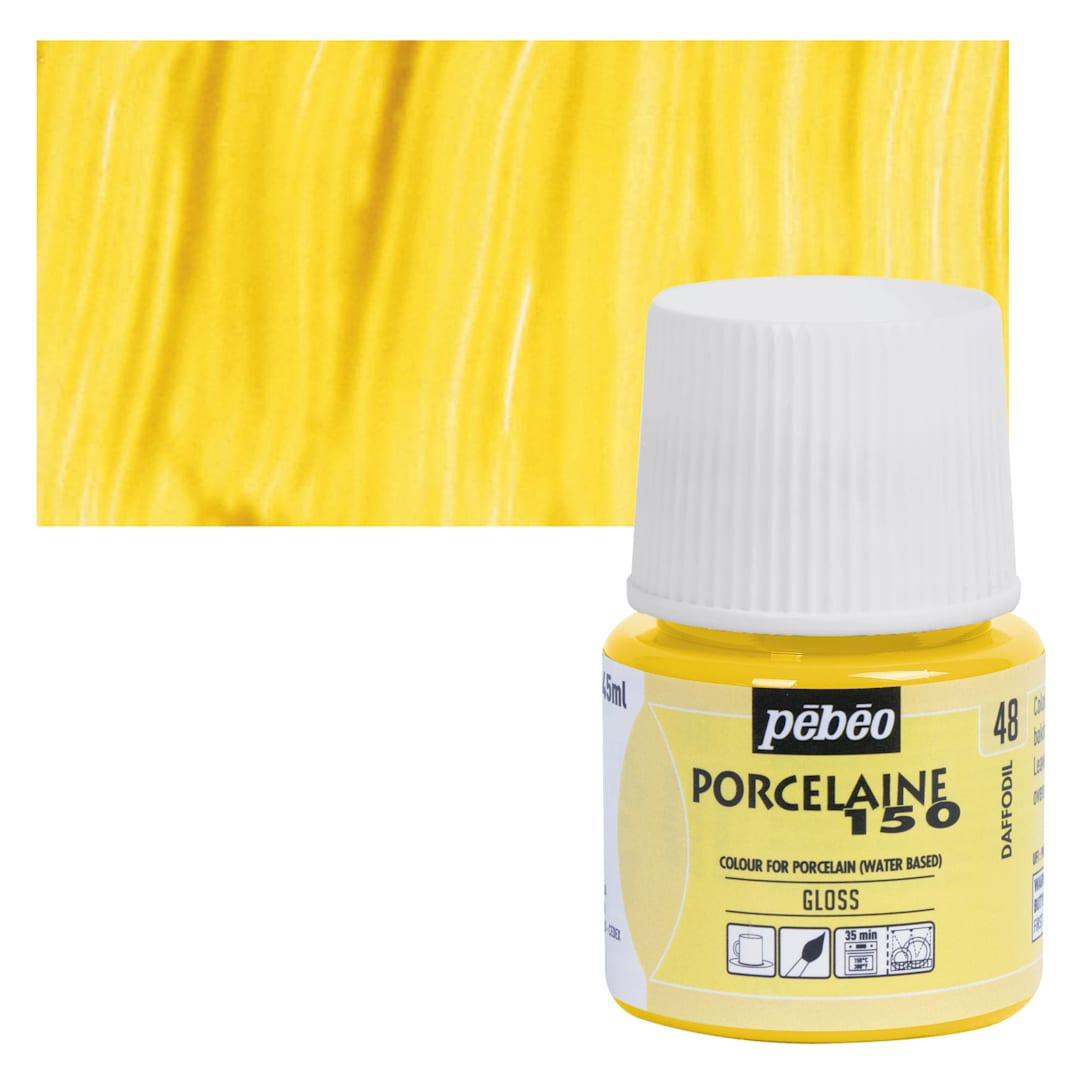 Open in modal - Pebeo Porcelaine 150 Paint - Daffodil, Opaque, 45 ml bottle and swatch
