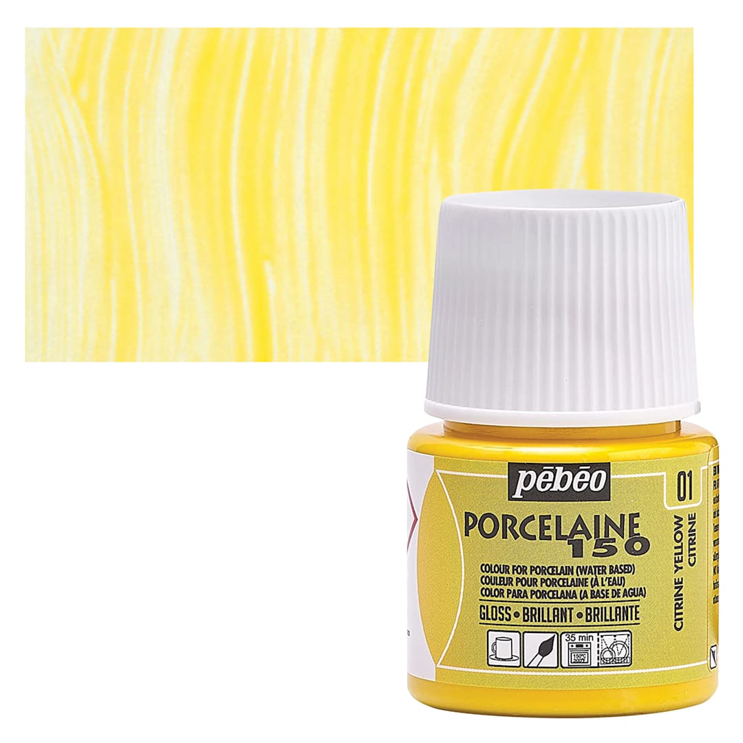 Open in modal - Pebeo Porcelaine 150 Paint - Citrine, Semi-Transparent, 45 ml bottle and swatch
