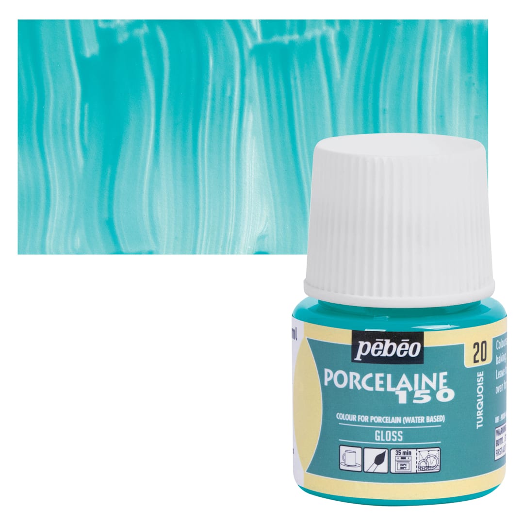 Open in modal - Pebeo Porcelaine 150 Paint - Turquoise, Opaque, 45 ml bottle and swatch
