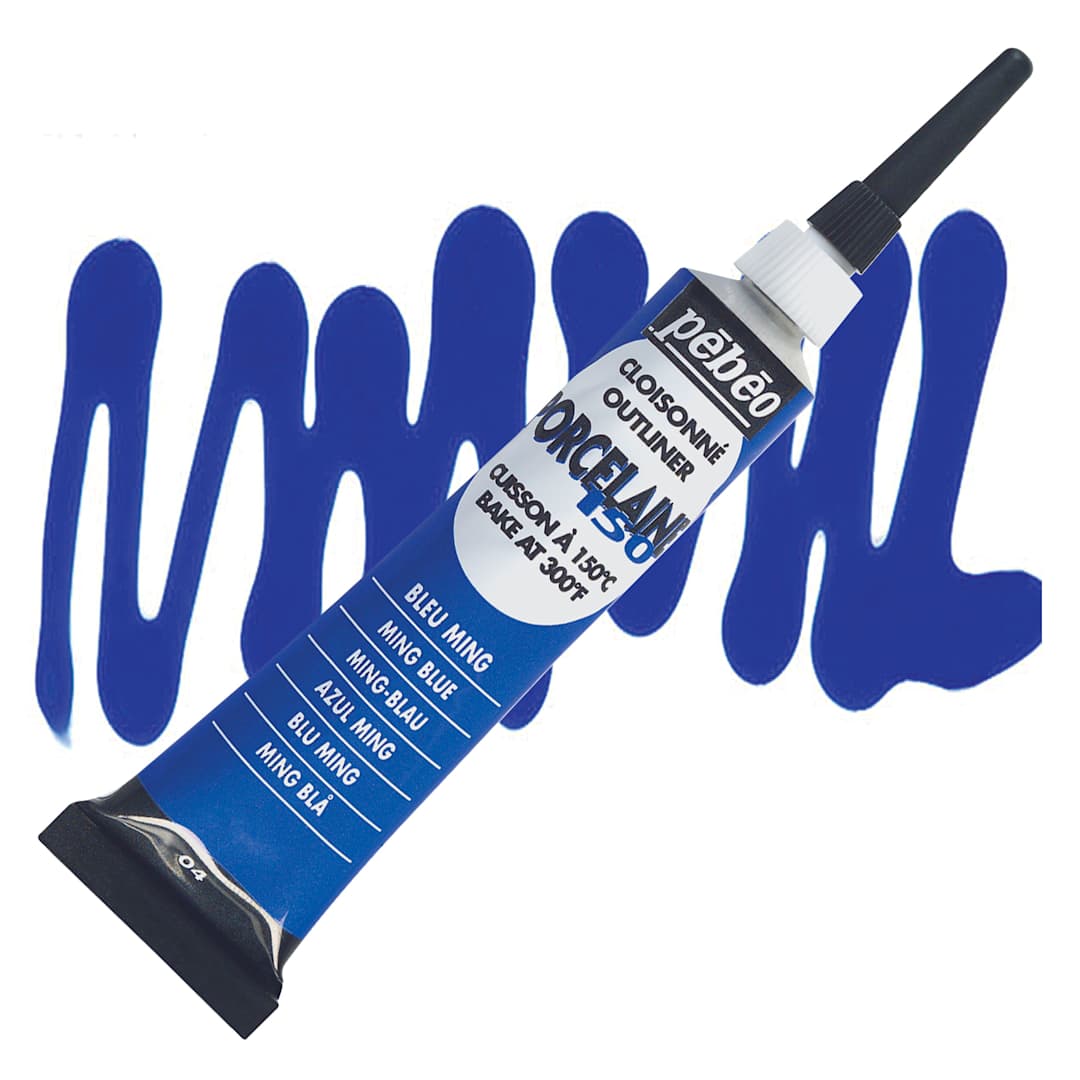 Open in modal - Pebeo Porcelaine 150 Outliner - Ming Blue, 20 ml tube and swatch
