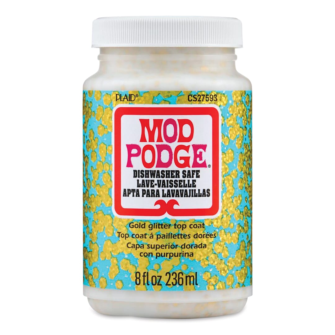 Open in modal - Mod Podge Dishwasher Safe Glitter Top Coat - 8 oz, front of jar