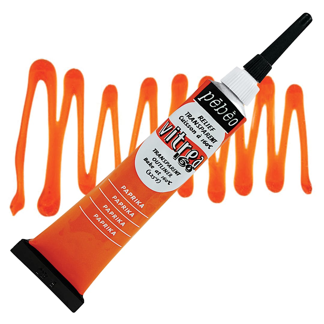 Open in modal - Pebeo Vitrea 160 Outliner - Paprika, Outliner, 20 ml tube and swatch