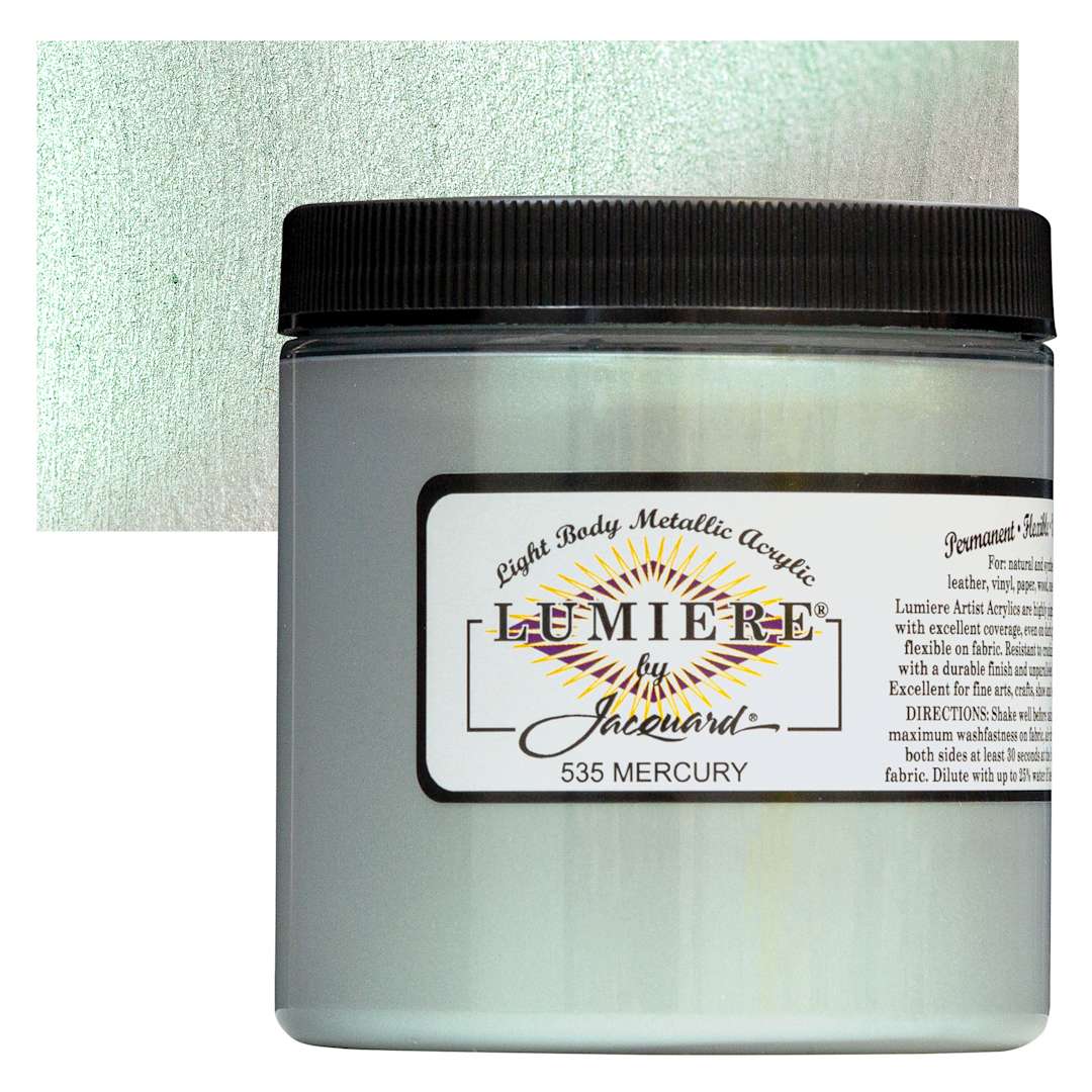 Open in modal - Jacquard Lumiere Acrylic - Mercury, 8 oz Jar and swatch