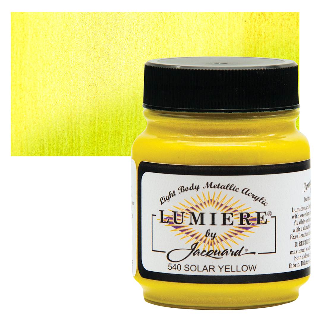 Open in modal - Jacquard Lumiere Acrylic - Solar Yellow, 2.25 oz Jar and swatch