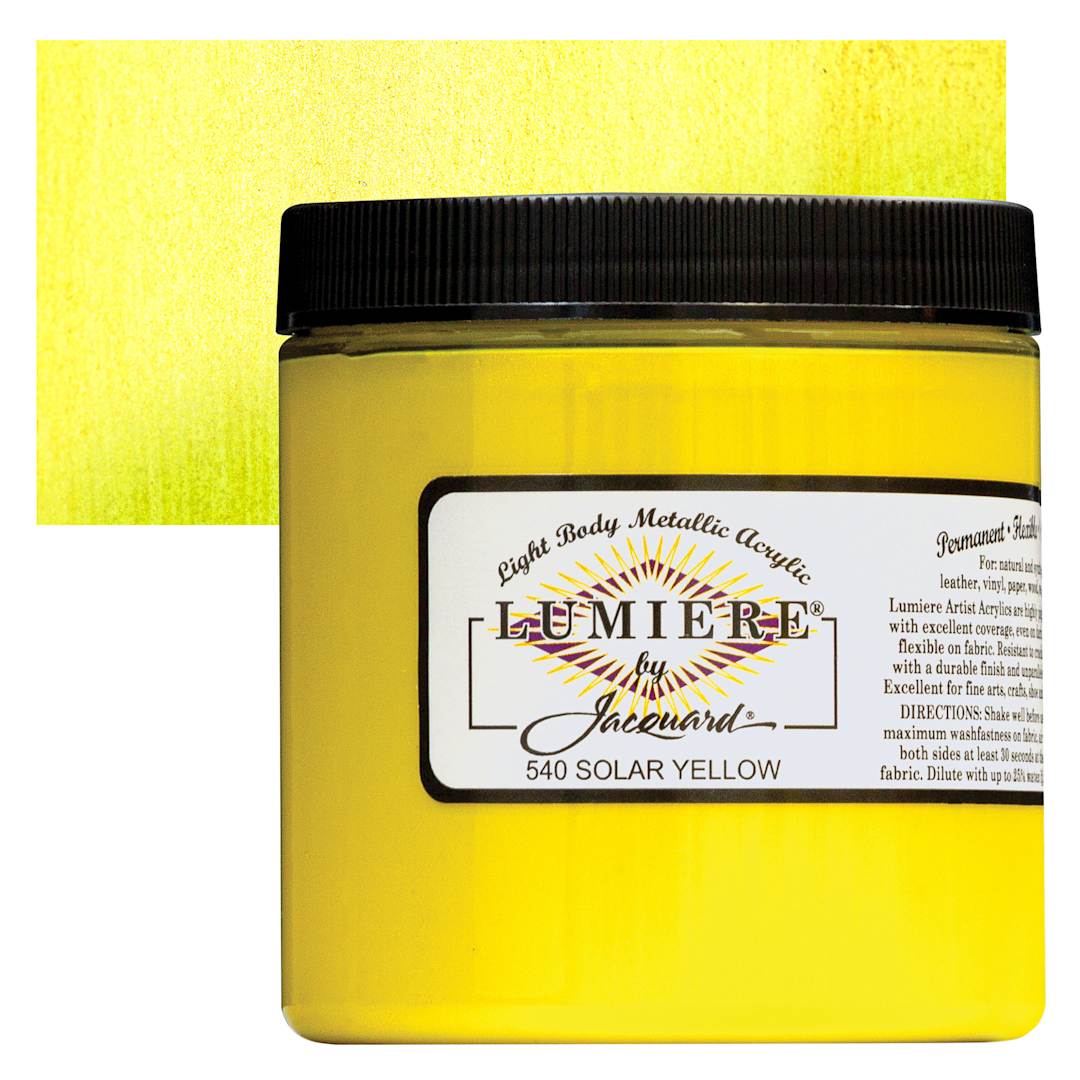 Open in modal - Jacquard Lumiere Acrylic - Solar Yellow, 8 oz Jar and swatch